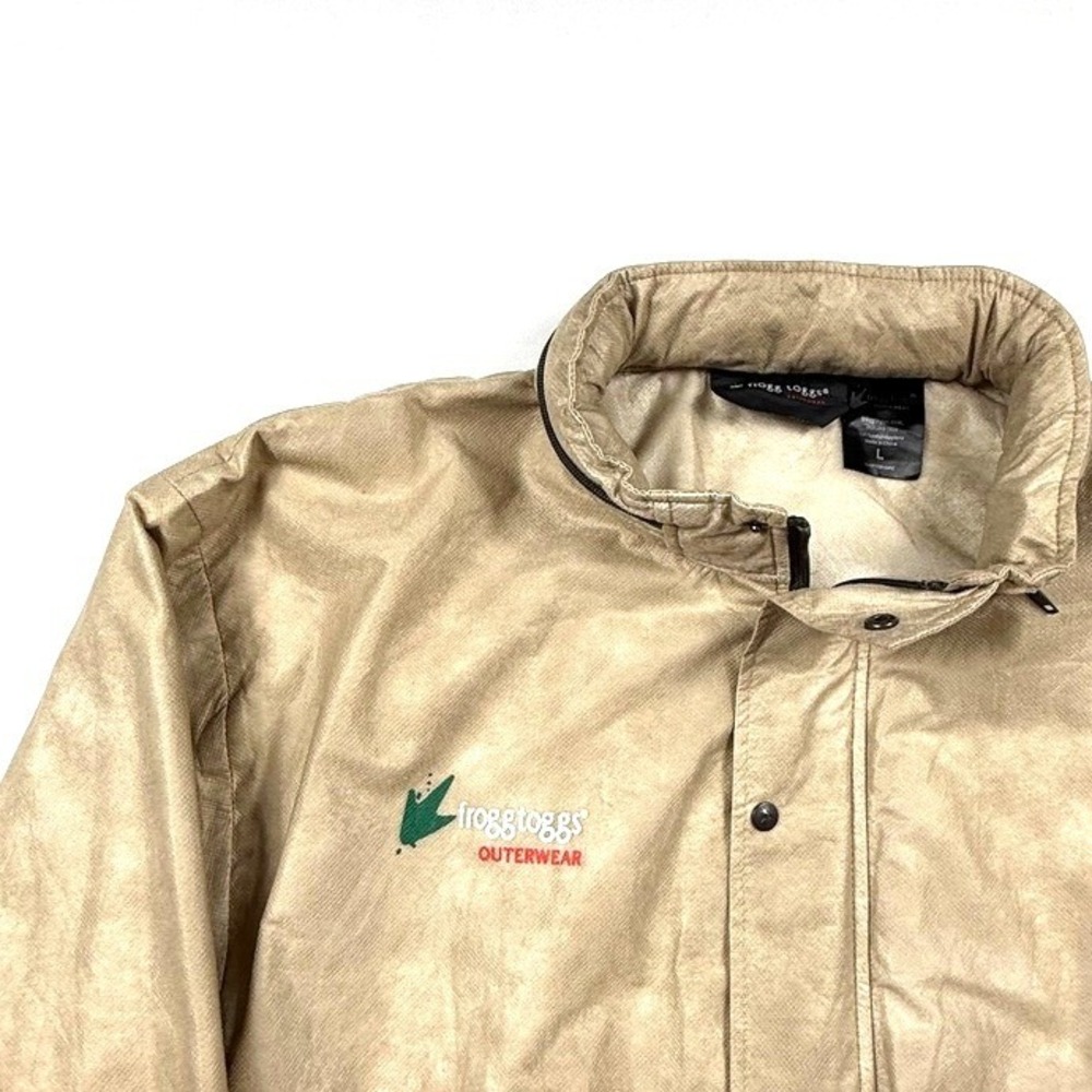 frogg toggs‎ Mens Tan Hooded Rain Jacket Windbreaker Size Large L Waterproof